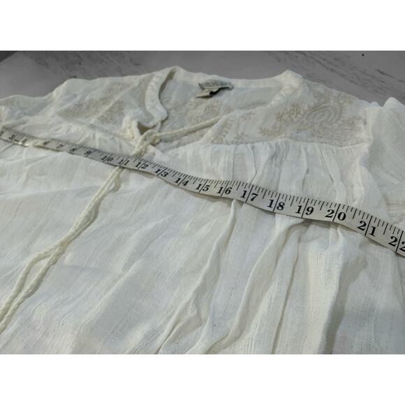 Rachel Zoe Tunic Peasant Top Off White Embroidered boho Blouse Medium - Picture 2 of 8